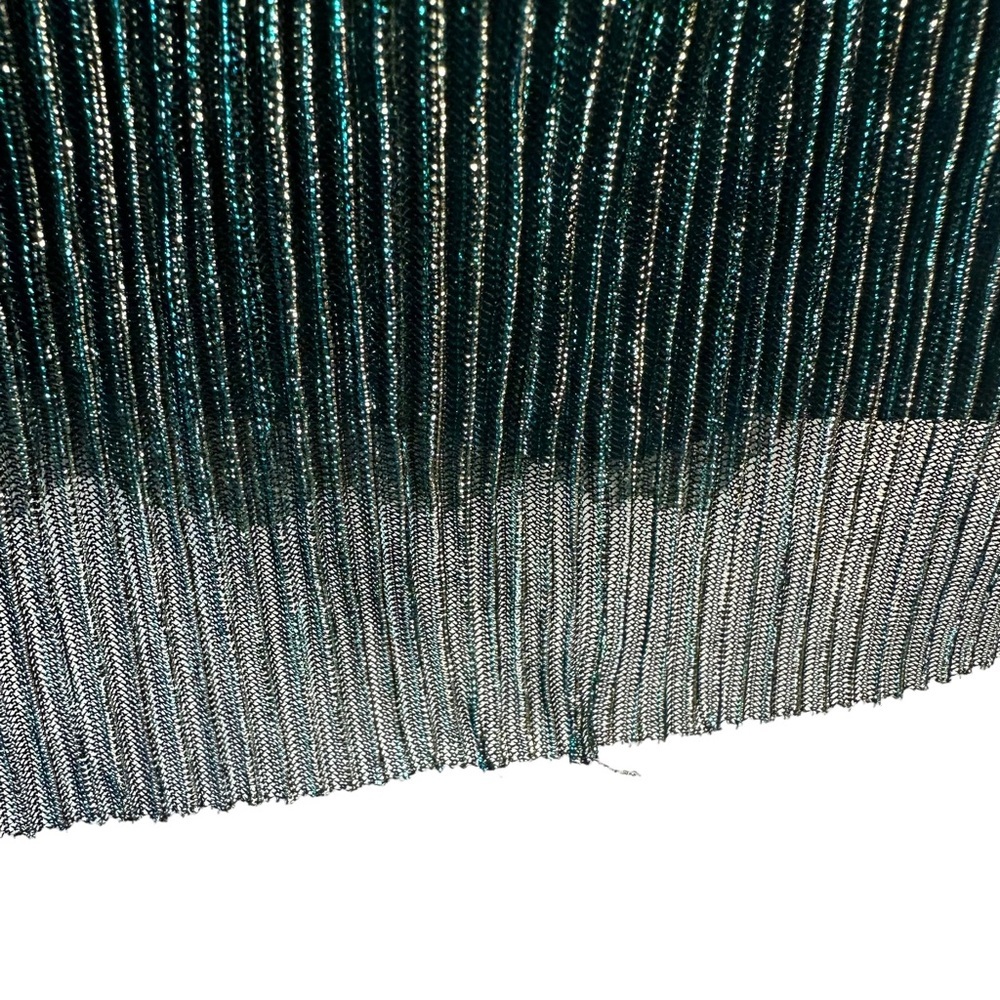 NWT LULUS Sz L Women Ailey Metallic Gold Teal Twist Back Skater Dress L 17D1756 - Picture 3 of 16